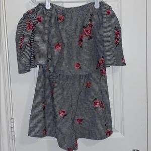 Striped floral romper